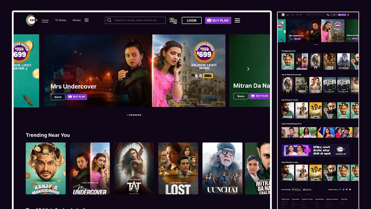 How To Make ZEE5 Shows & Movies Website Clone Using Figma