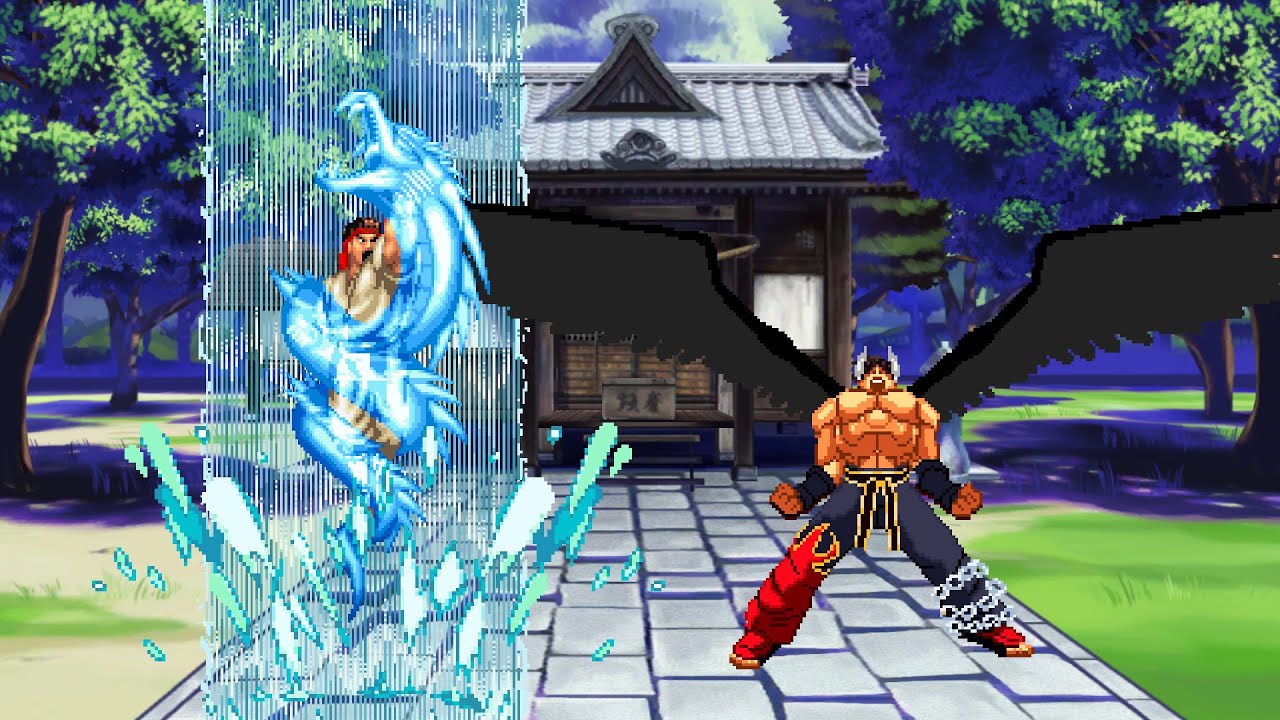 RYU VS JIN KAZAMA! SF VS TEKKEN! RYU'S HARDEST FIGHT!