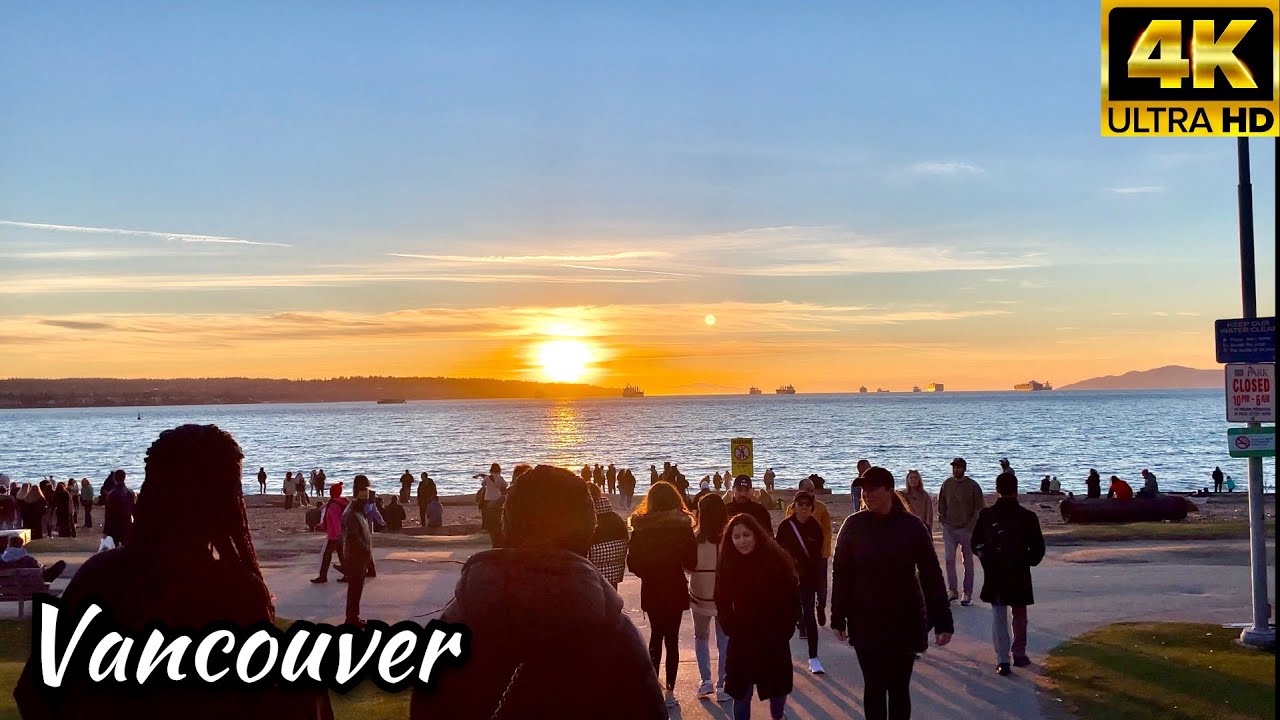 English Bay Beach - Stanley Park Seawall - Walk - Vancouver, Canada 🇨🇦 Mar, 2022 [4K UHD 60fps]