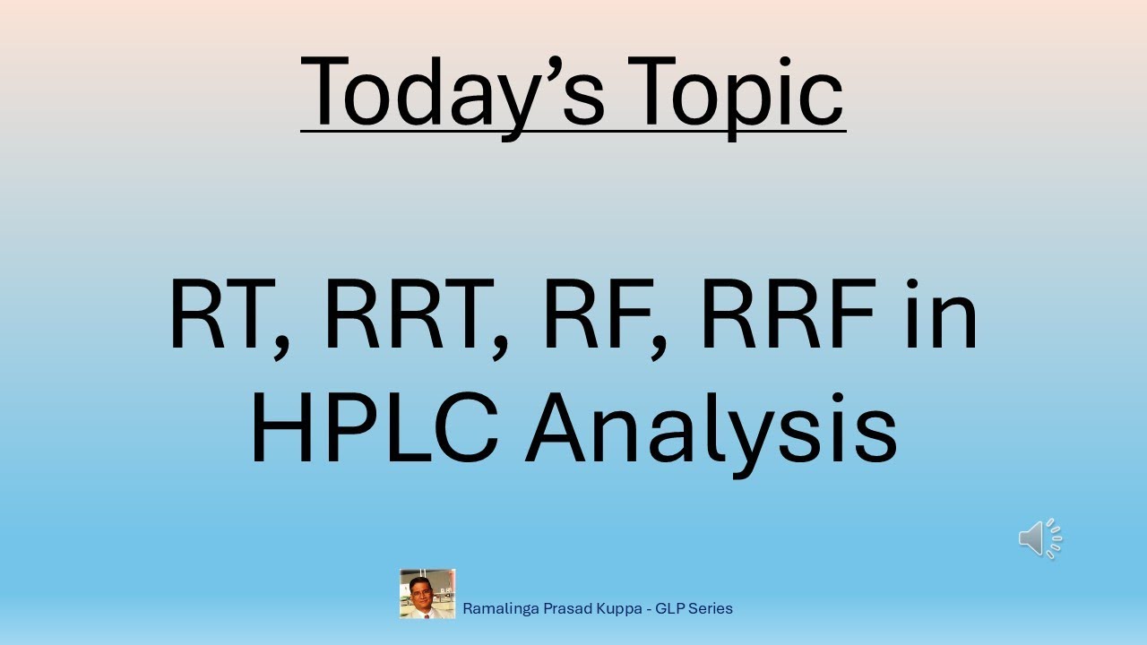 RT RRT RF  RRF in HPLC Analysis