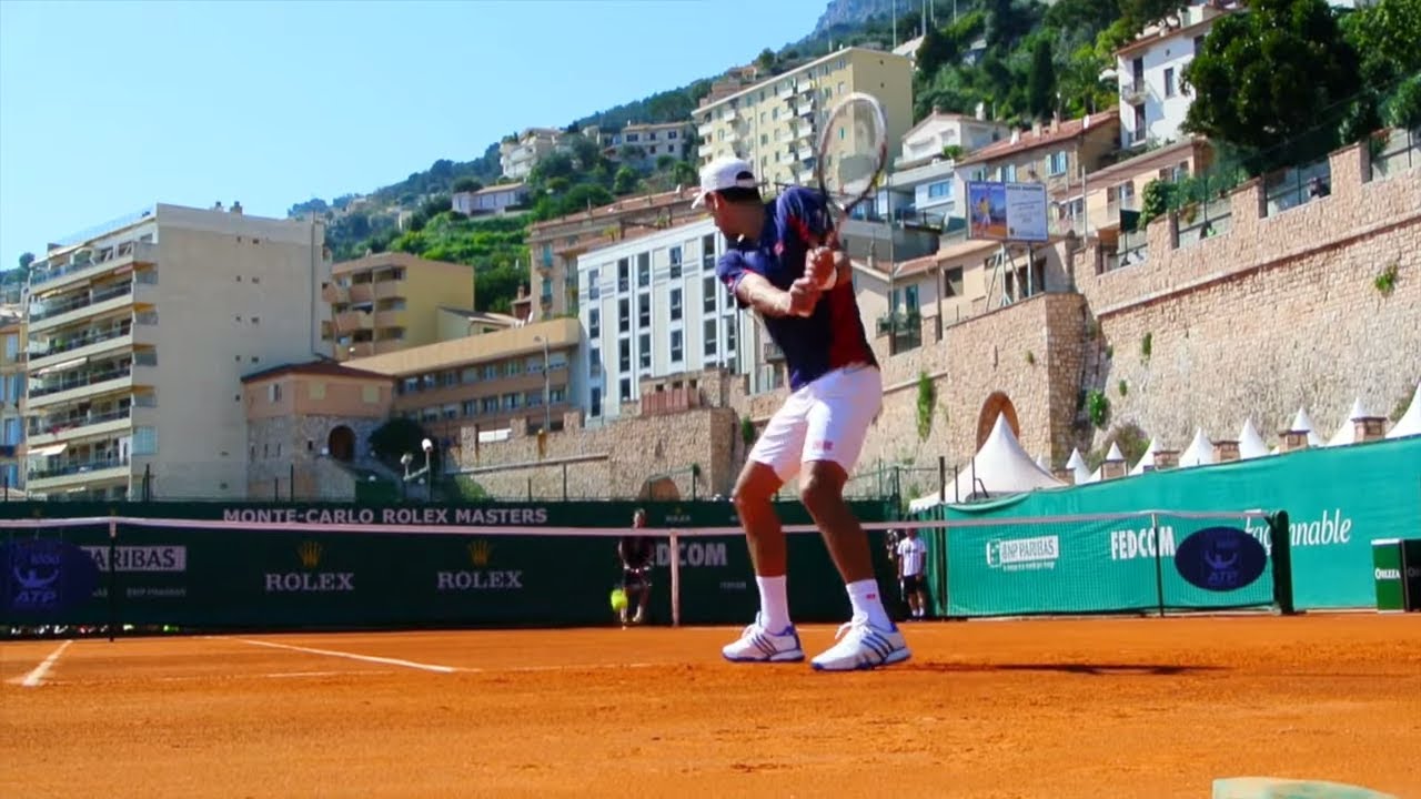 Novak Djokovic Training on Clay Court Level View in Monte Carlo - ATP Tennis Practice