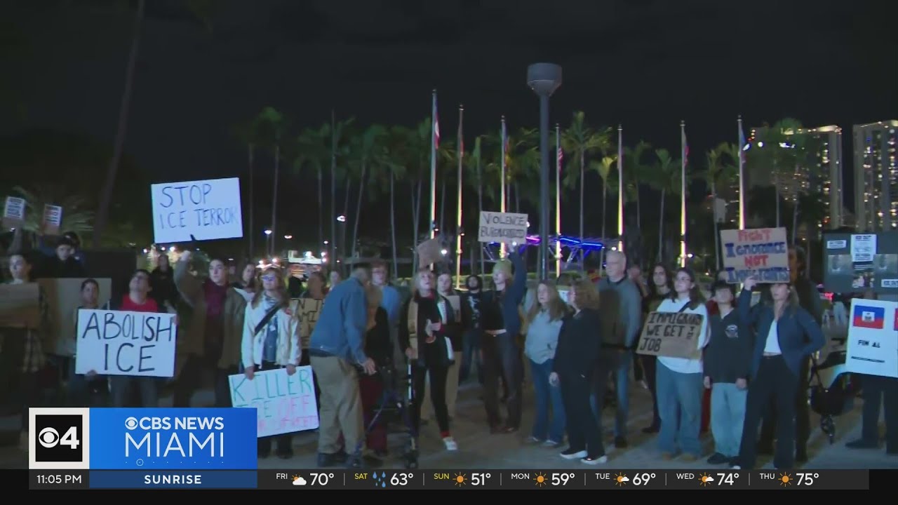 Dozens gather in downtown Miami as part of nationwide protest against ICE