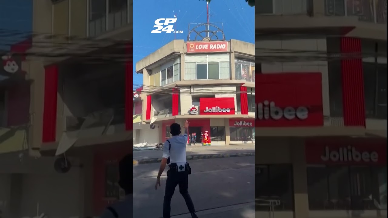 The moment a Jollibee restaurant building collapses amid quake in the Philippines