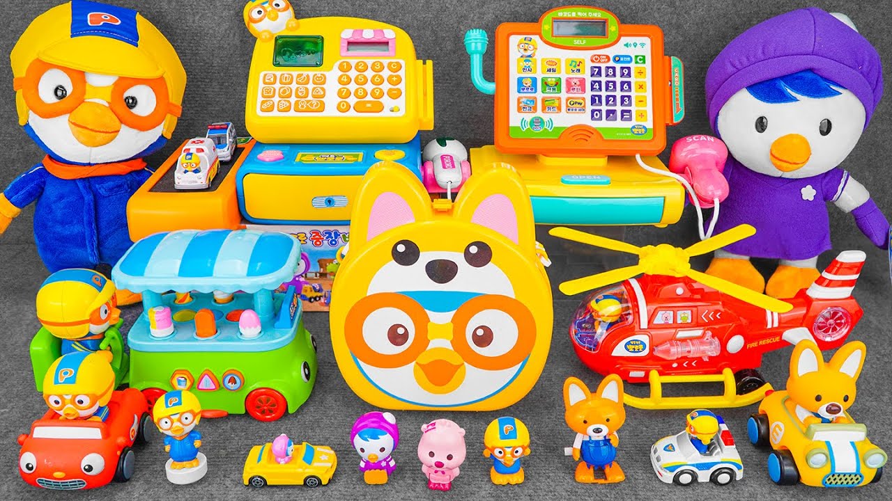 [Toy ASMR] Pororo Cash Register Set 💛 Satisfying Unboxing ASMR | No talking 💙 뽀로로 장난감