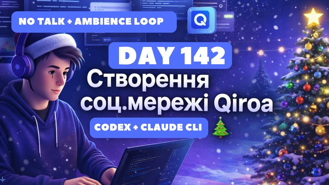 Day 142 ❄️ Створення соцмережі — Vibecoding Codex + Claude CLI | Без розмов • Ambient Loop 🎄
