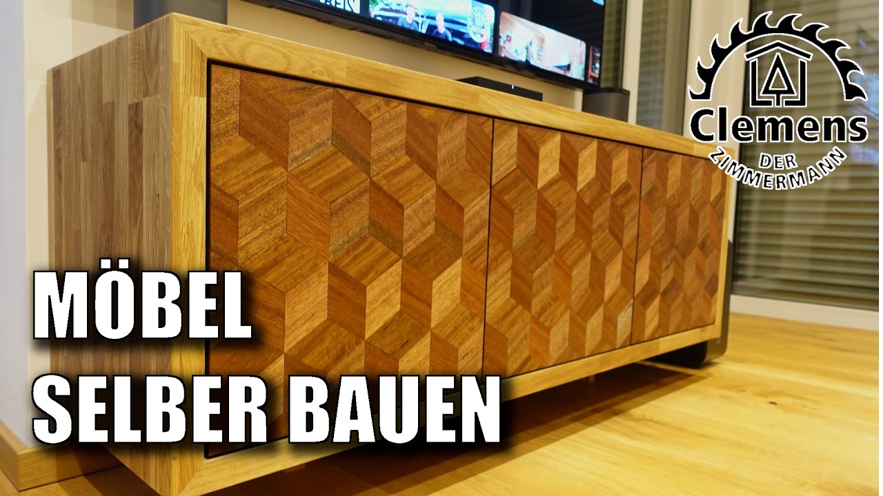 Möbel bauen mit wenig Platz und einfachem Werkzeug. Sideboard mit 3D Optik