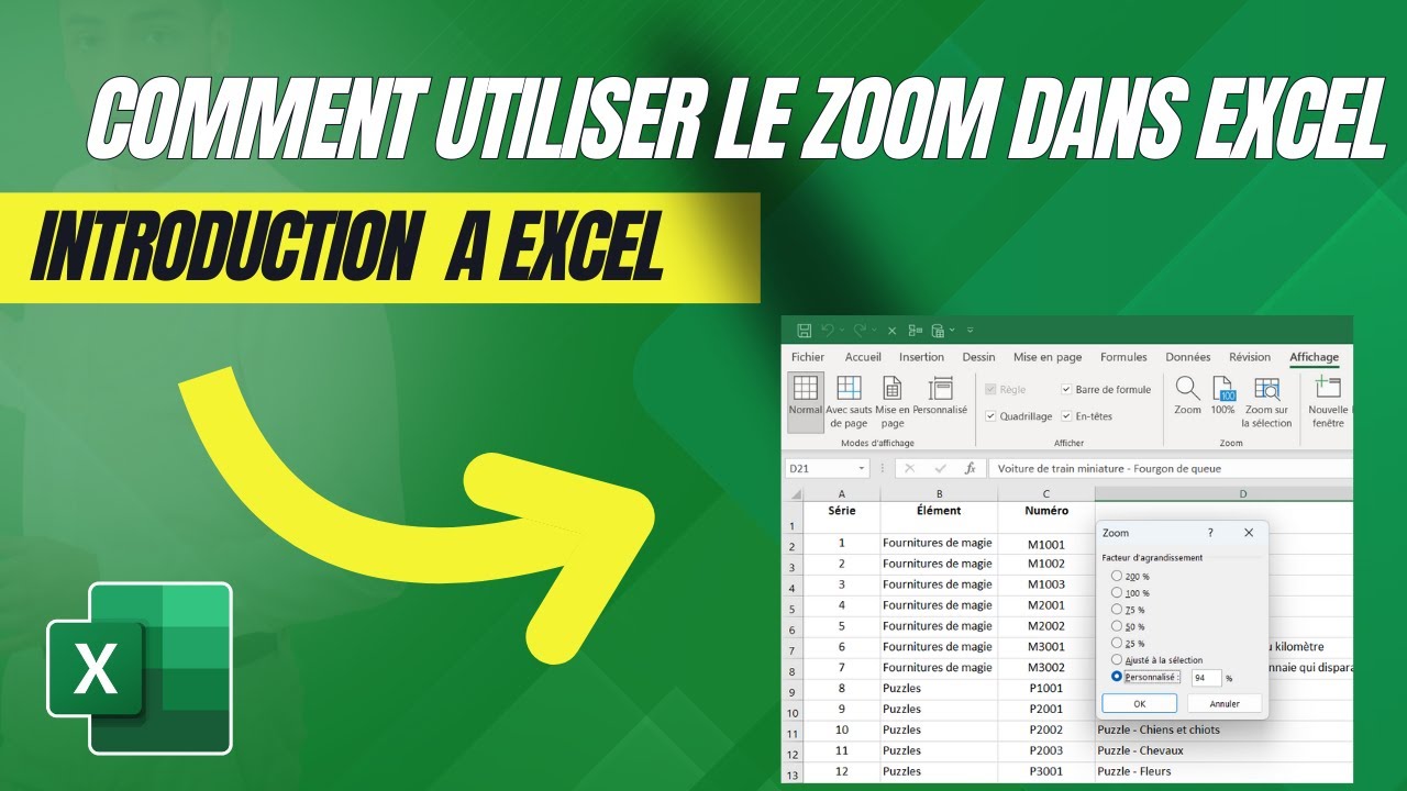 COMMENT UTILISER LE ZOOM DANS EXCEL