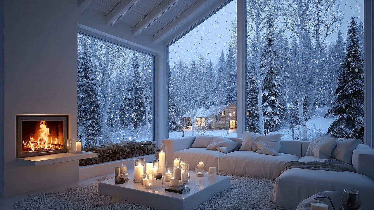 Cozy Snowy Night in a Modern Villa | Heavy Blizzard & Howling Wind Sounds for Deep Sleep