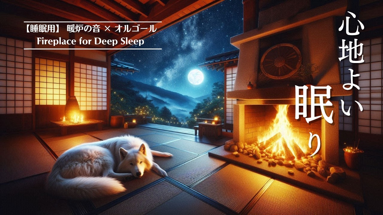 【睡眠用BGM】暖炉の音×オルゴール｜Fireplace for Sleep BGM【8 Hour】