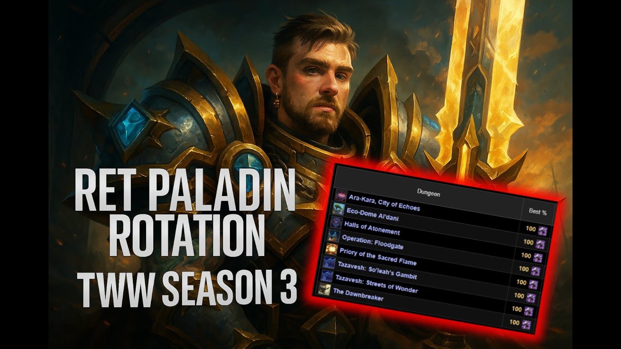 Rank 1 Retribution Paladin Rotation Guide for M+ | TWW Season 3
