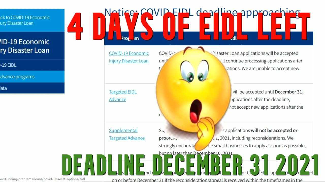 ⏳Deadline 12/31 💲15000 + Your Loan 4 Days EIDL Left Submit SBA 💲10000 Targeted 💲5000 Supplemental