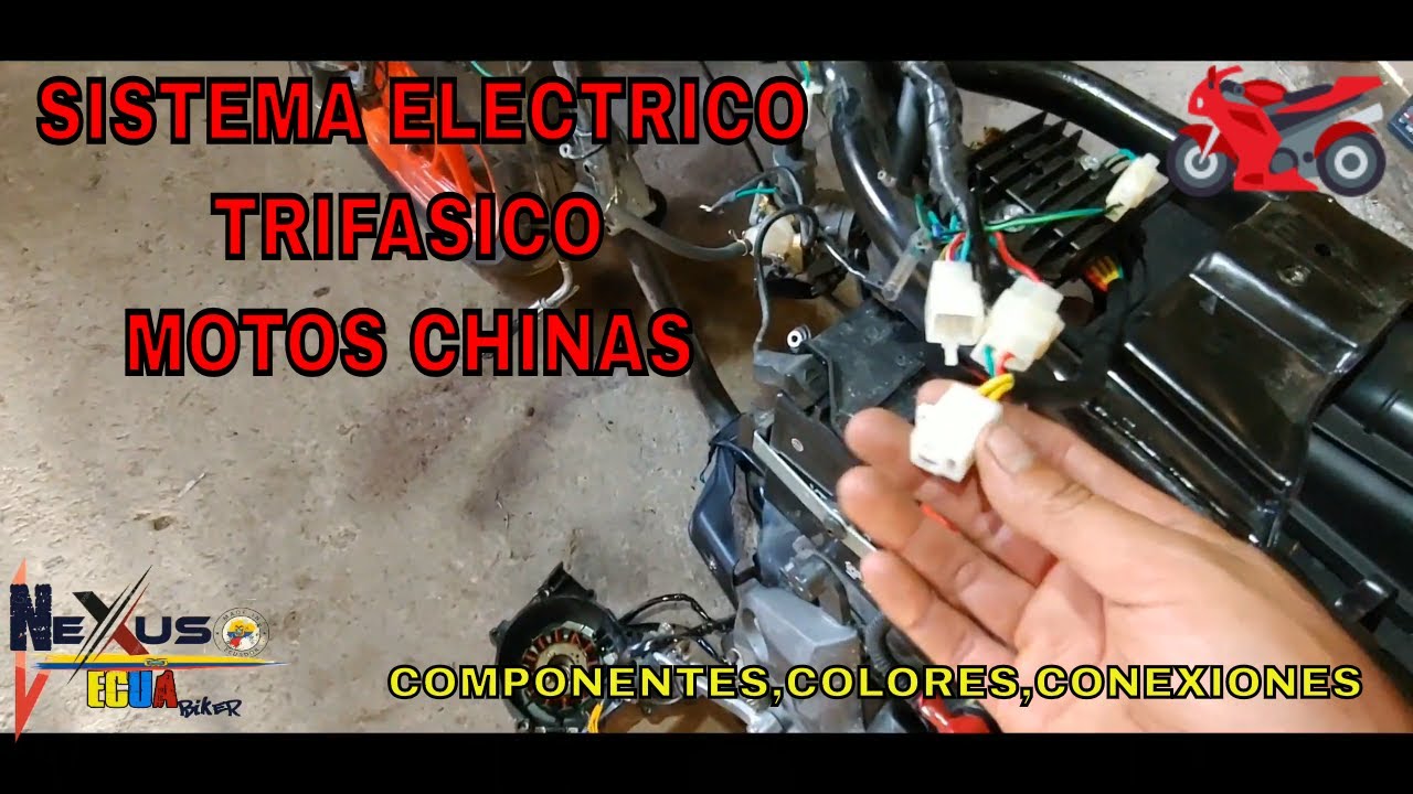 SISTEMA ELÉCTRICO DE MOTOS CHINAS  Trifasico./Conecxiones sobre el chasis