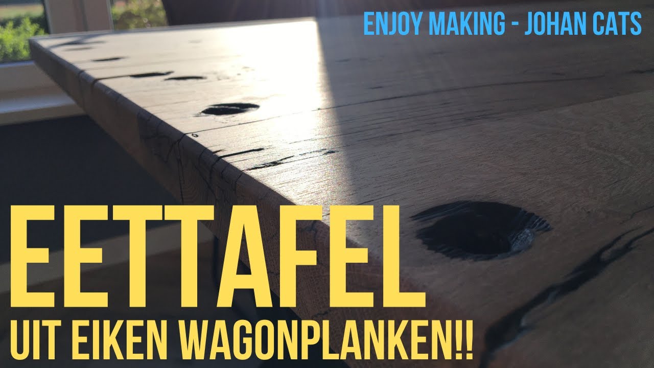 Eettafel uit eiken Wagonplanken