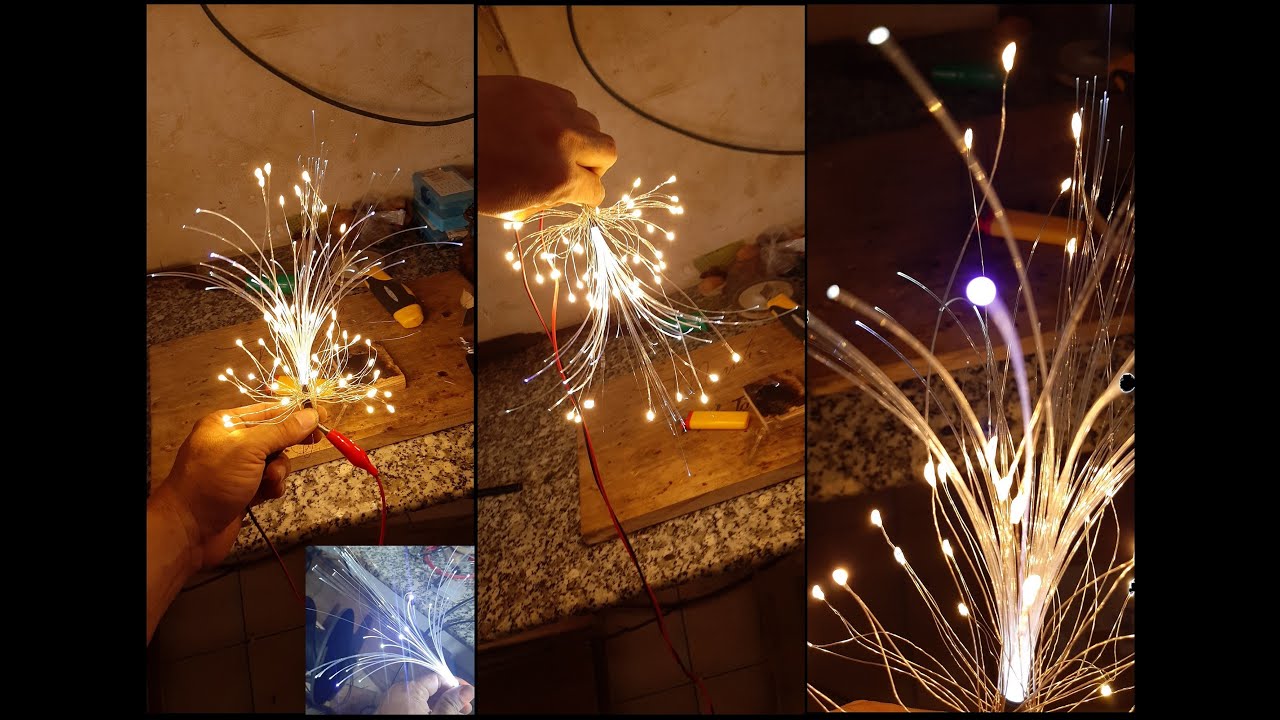 MT- Nhụy hoa handmade từ sợi quang, led đom đóm (PMMA fiber optic and fairy led light)
