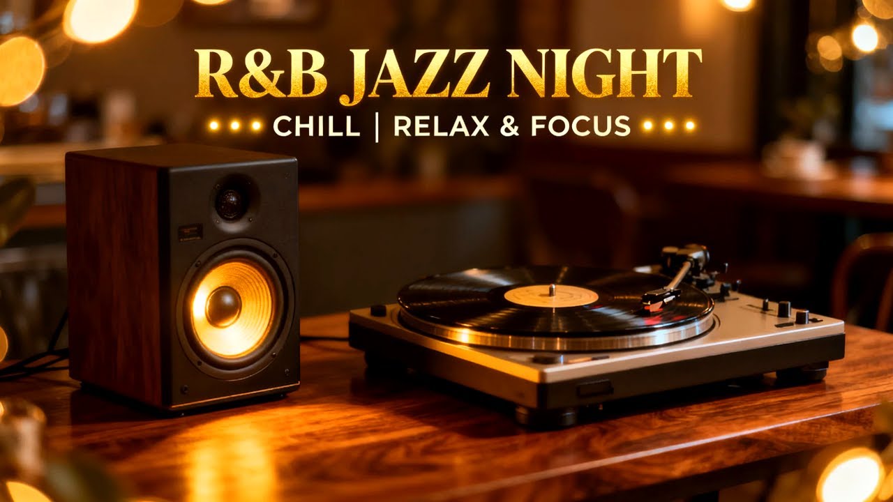 Rainy November Night Jazz for Calm Focus and Work | Warm Golden RnB Café Instrumental