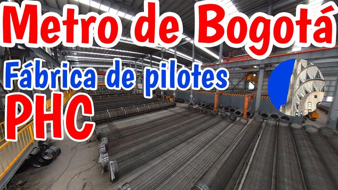 Metro de Bogotá Vuelo dentro de la fábrca de pilotes PHC Patio taller
