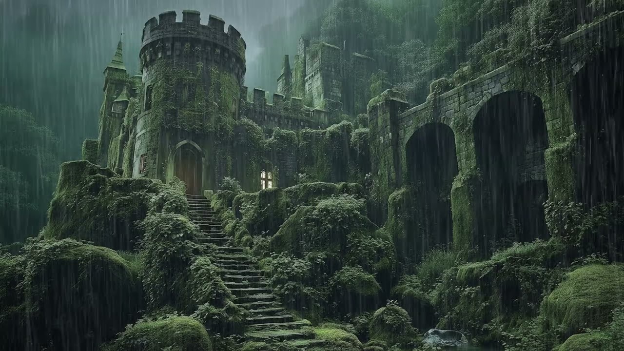 Sleep Immediately with Rain Sounds & Thunder 🌧️ Relaxing Rain in Ancient Castle for Deep Sleep