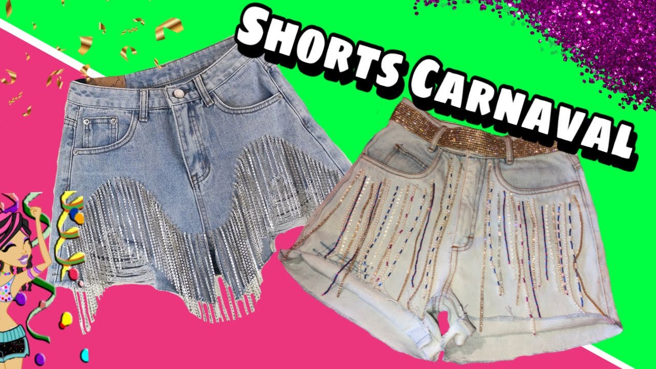 Customiza&ccedil;&atilde;o shorts de franjas #CARNAVAL
