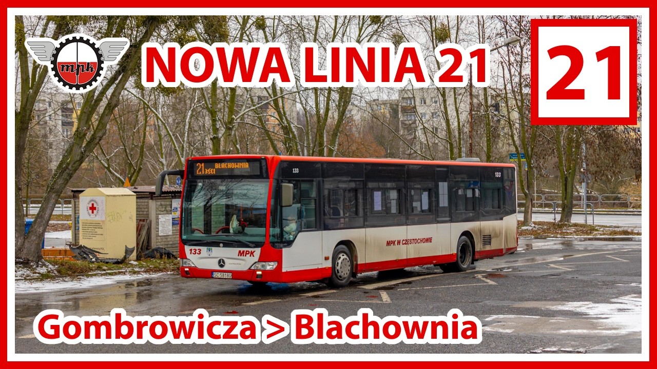 Nowa linia 21 Gombrowicza → Blachownia Pl.Niepodległości | widok z przodu od Dospela do Blachownii