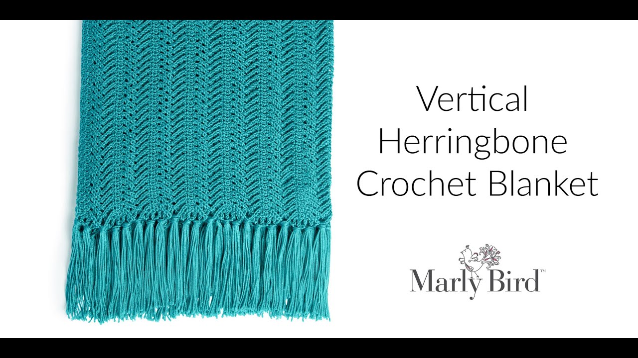 Vertical Herringbone Crochet Blanket  Marly BIRD Right