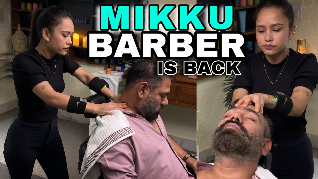 Mikku Barber Head massage, back massage, Neck cracking, Indian Barber , Relaxing ASMR Therapy