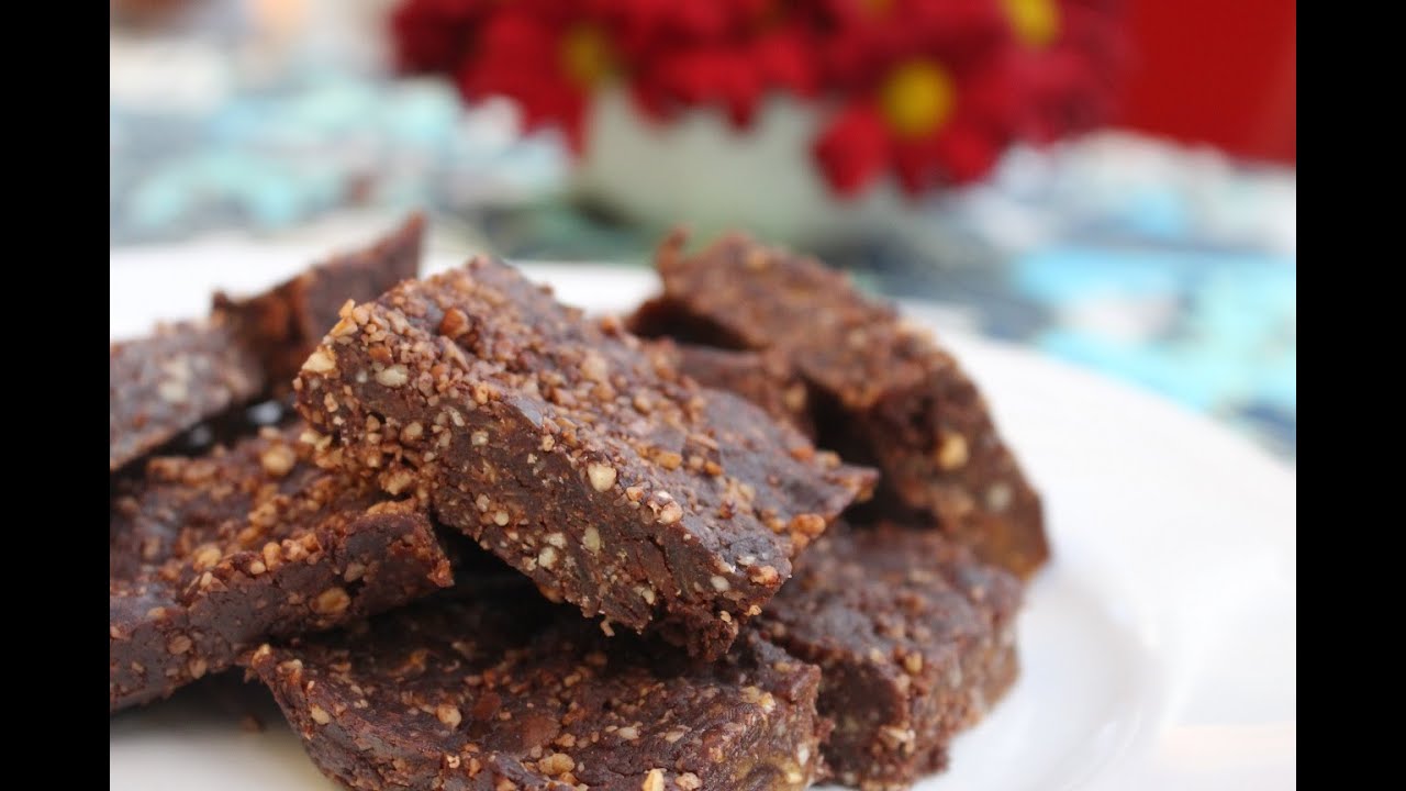 Barritas de dátiles, nueces y cacao