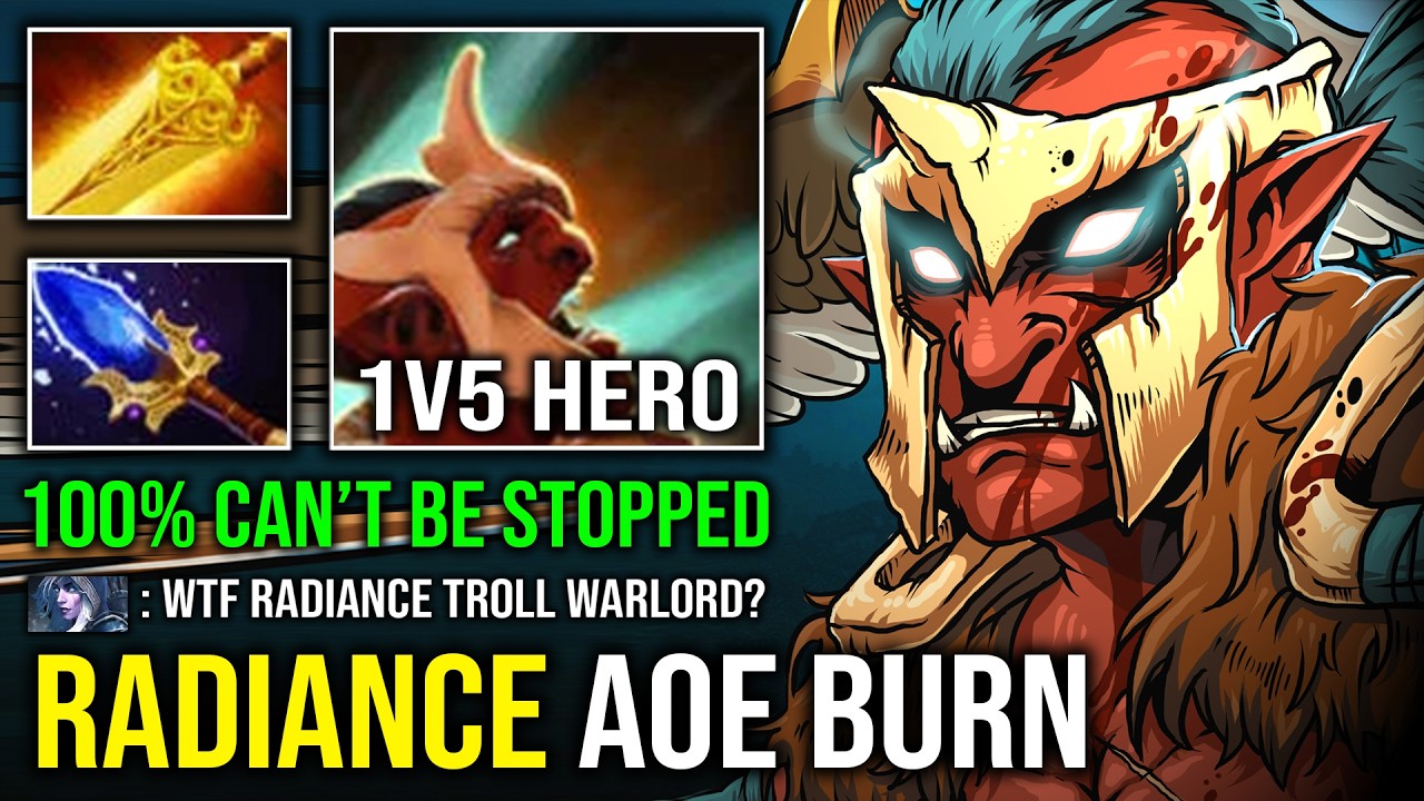 WTF Radiance + Aghanim Scepter 100% Can't Stop Battle Trance 1v5 Run At Them Troll Warlord Dota 2