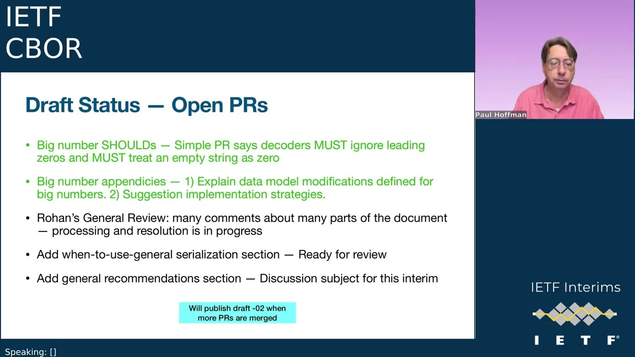 IETF interim: CBOR Working Group 2026-01-21 15:00