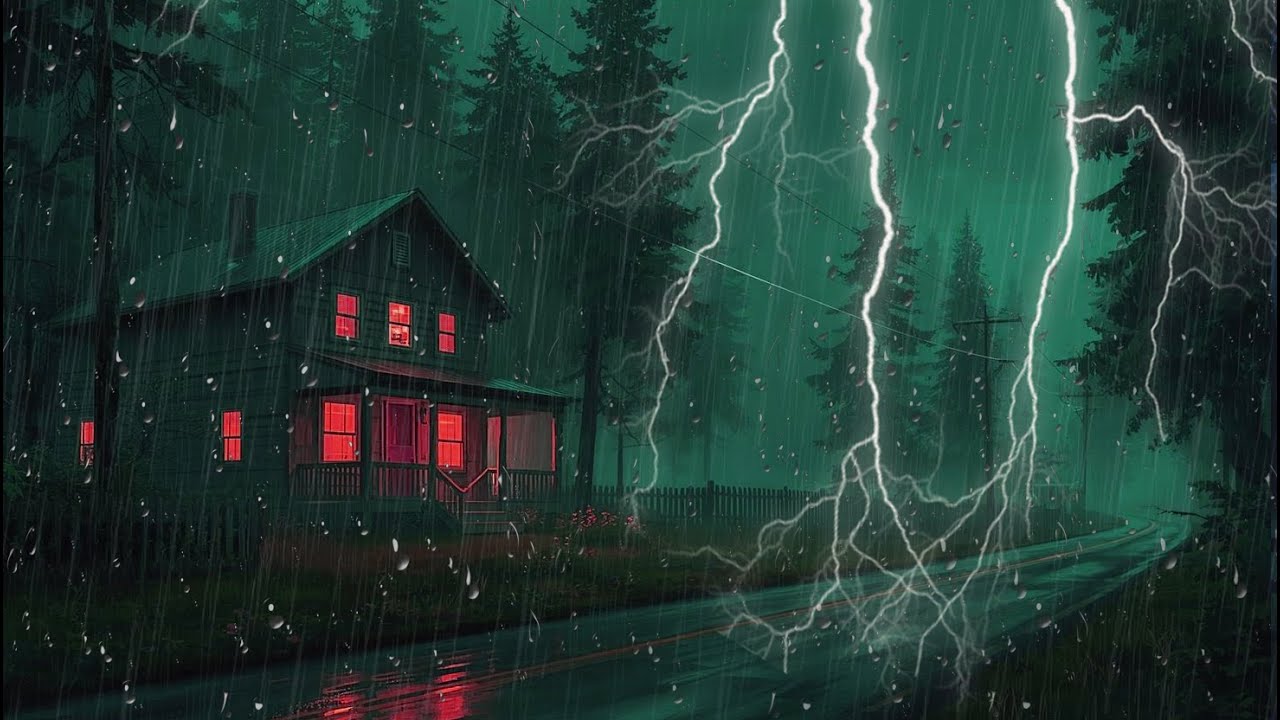 Olvida las Preocupaciones y Duerme al Instante – Lluvia Fuerte y Truenos Toda la Noche