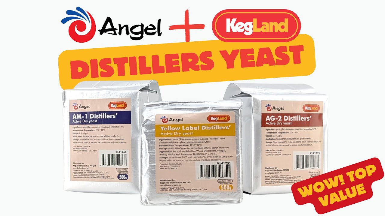 Angel and KegLand Distillers' Yeast - Yellow Label Yeast, AM-1 and AG-2