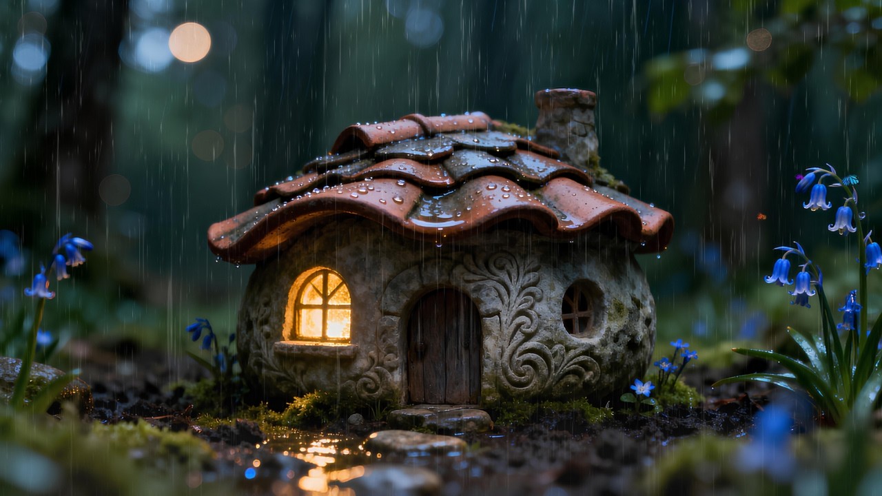 Loft Rain ID – Gentle Rain at a Cozy Fairy Cottage | Peaceful Night Ambience | 4K