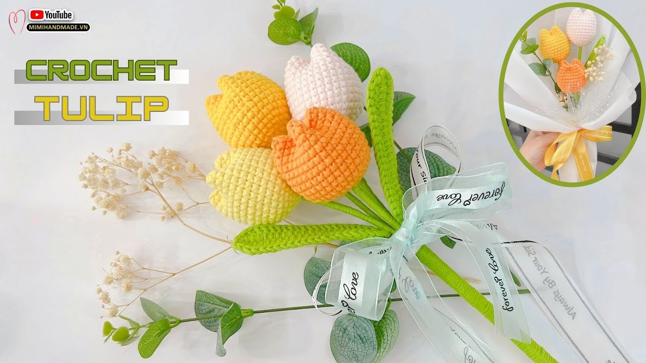 Easy Crochet Tulip 🌷 Hướng Dẫn Móc Hoa Tulip Fom Đẹp Siêu Đơn Giản | Mimi Handmade