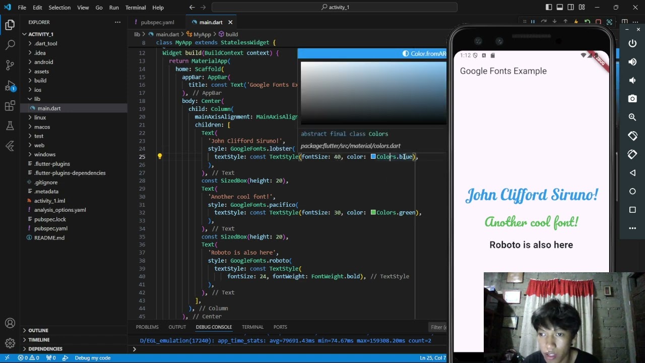 Using a Flutter Package (google_fonts)