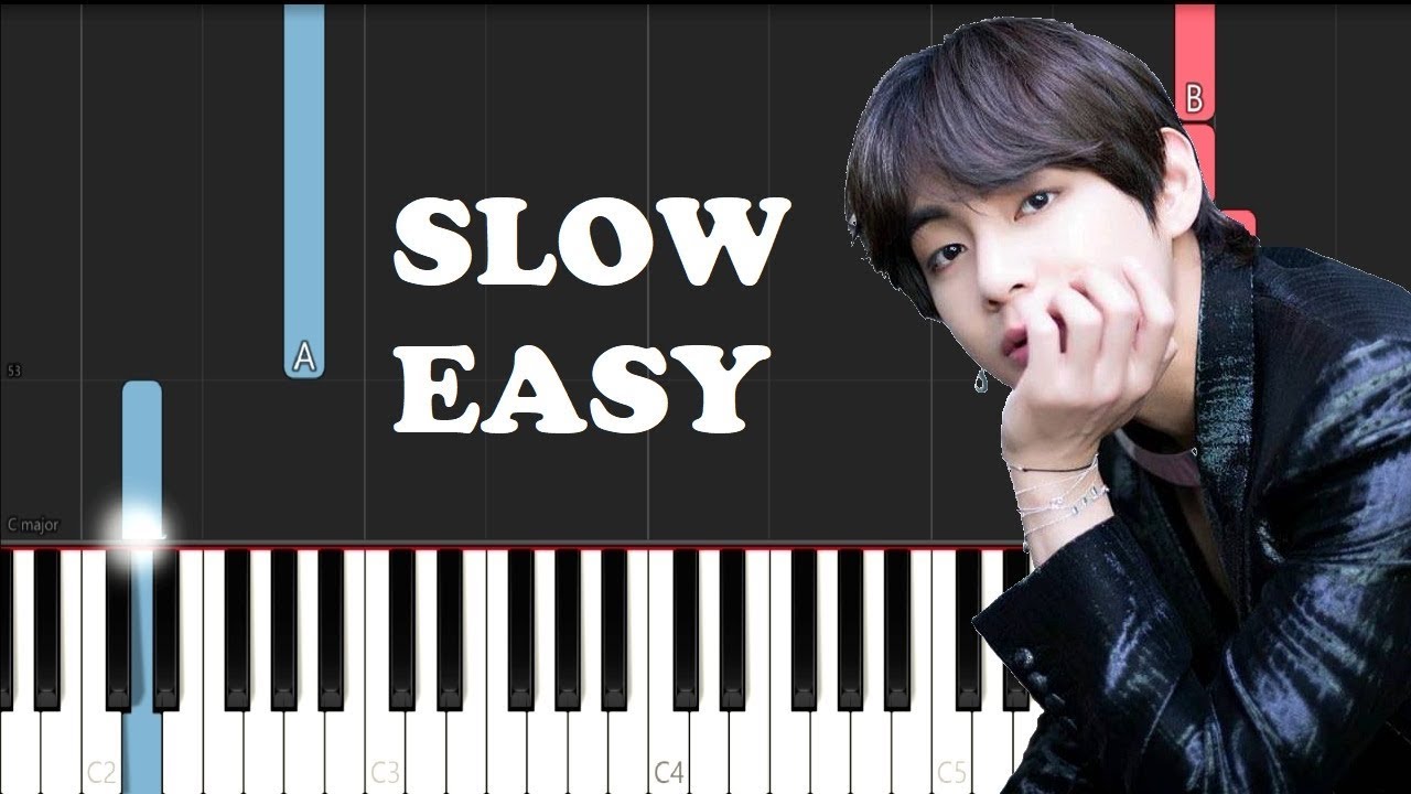 BTS V - Winter Bear (SLOW EASY PIANO TUTORIAL)