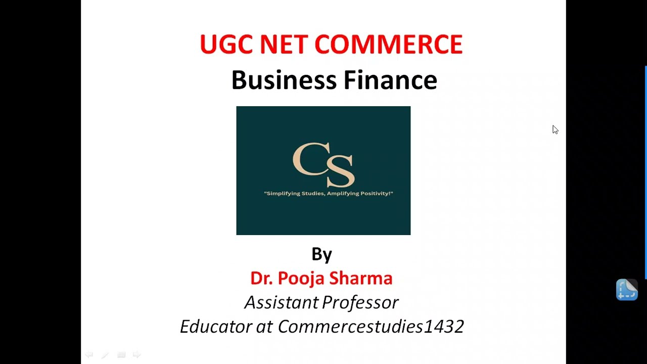 Business Finance Part 1 ( UGC NET )