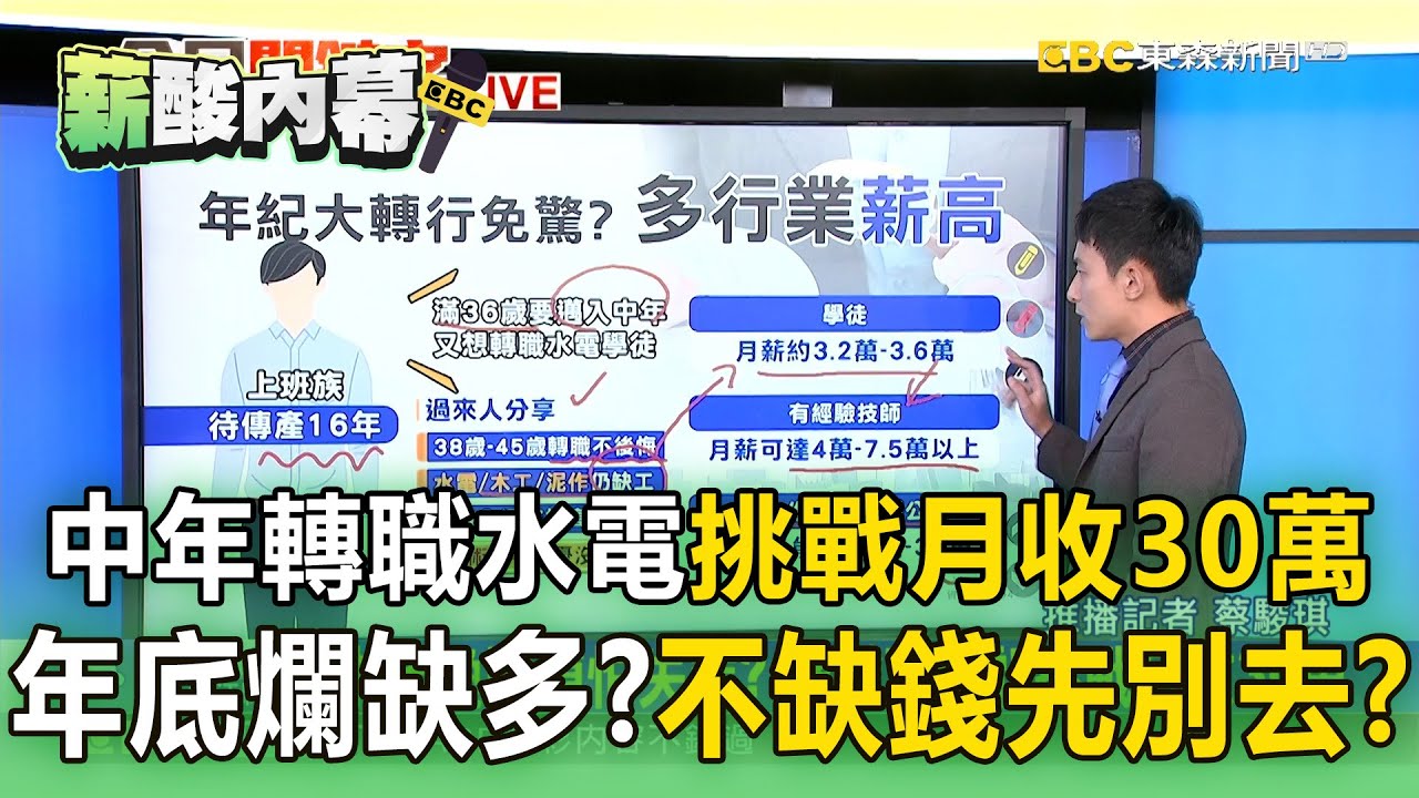 中年換跑道怕失業？轉職「水電」挑戰月收30萬／年底求職爛缺多？過來人籲：不缺錢先別去【薪酸內幕】