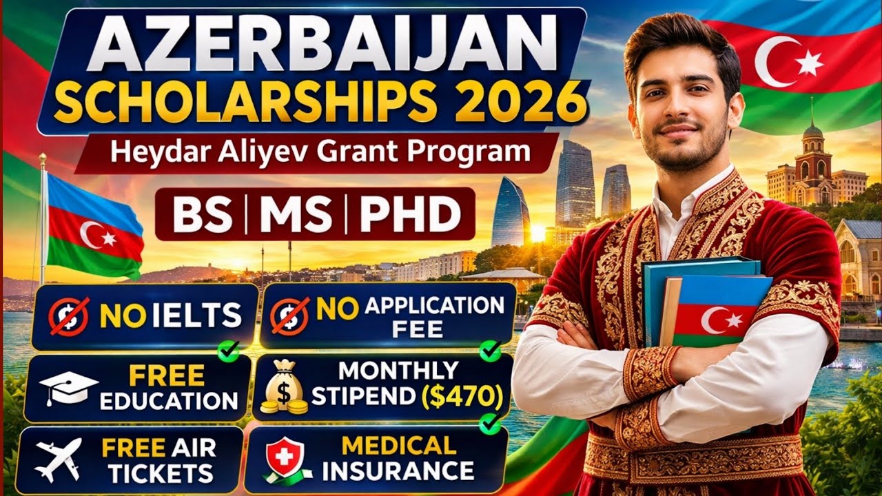 Heydar Aliyev Azerbaijan Scholarships 2026 | BS, MS, PhD | No IELTS | No Application Fee