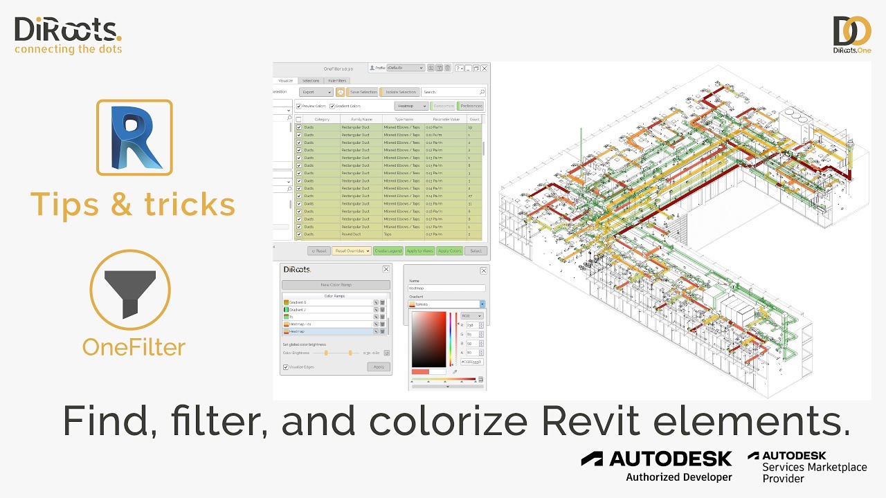 Find, filter, and Colorize Revit Elements with DiRootsOne - OneFilter