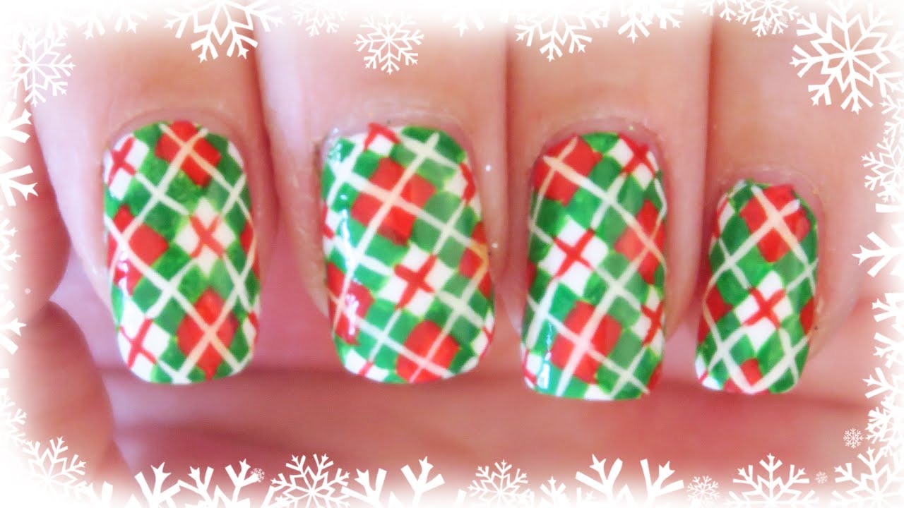 15. Christmas Plaid Nail Art Tutorial | Advent Calendar 2015 // Christmas Nail Art at Home