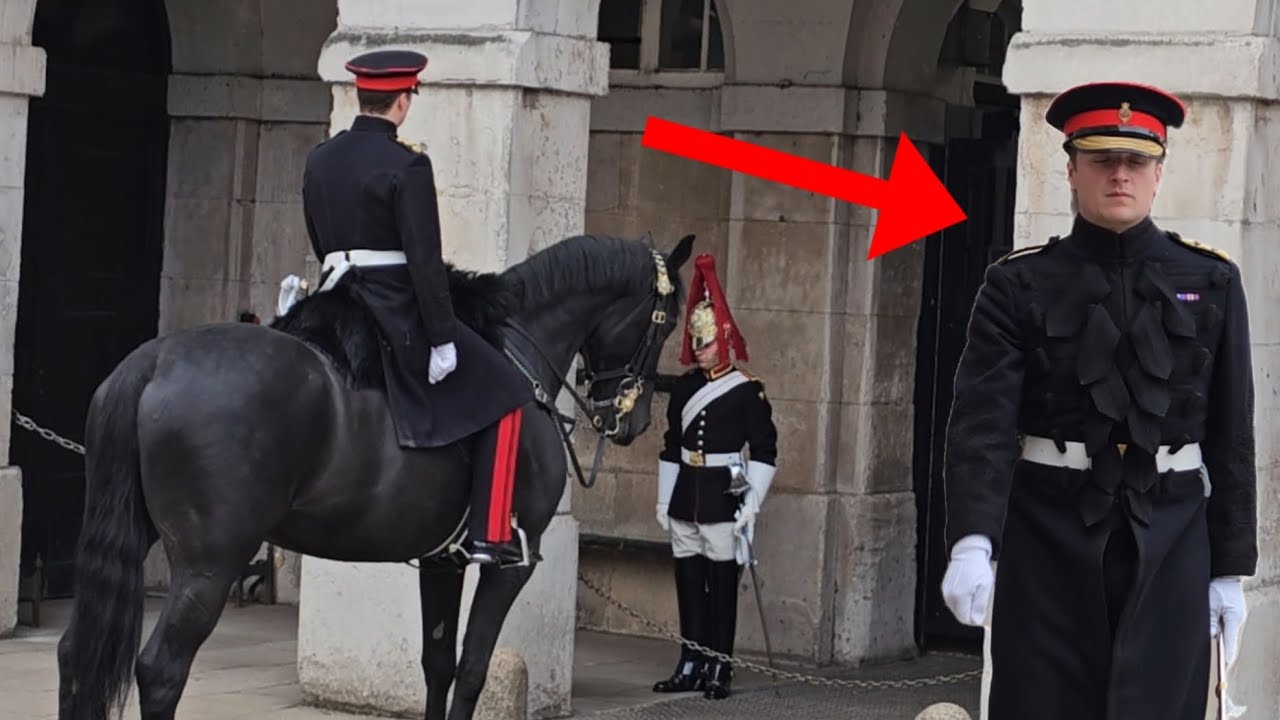 Handsome CAPTAIN on HorseBack Arrives For The Four O'clock Parade Inspection
