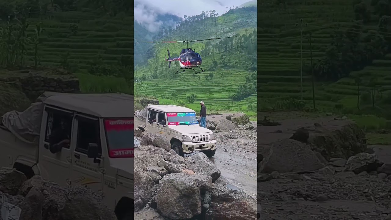 Jeep & heli in flood area# #comedykpkaka # #kpkokurakani #trending #shortvideo #helicopter #viral