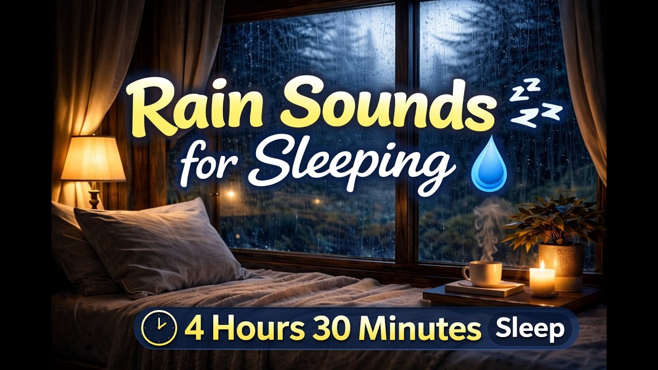 Rain on Window at Night 🌧 4 Hours 30 Minutes for Deep Sleep | No Thunder | Cozy Bedroom Ambience
