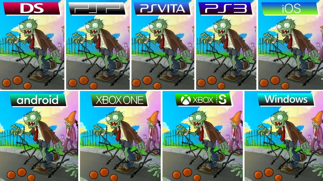 Plants vs. Zombies (2009) DS vs PSP vs PS Vita vs PS3 vs iOS vs Android vs XBOX ONE vs XBOX SS vs PC