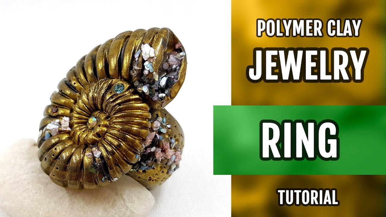 DIY Ring from Polymer Clay with Faux Fossil Shell. VIDEO Tutorial!