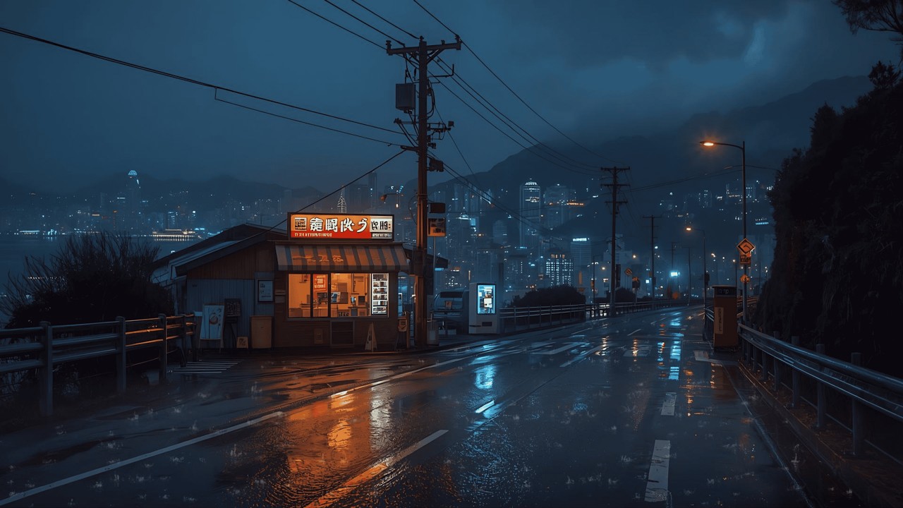 Osaka in Fading Rain 🌧️ — via 90s Lofi Midnight Street Flow | 4K