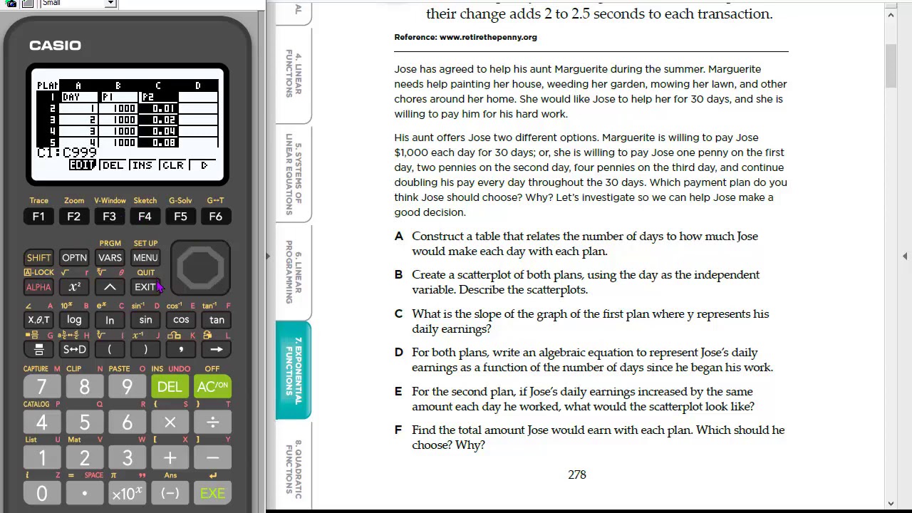fx-9750GIII: Spreadsheets, Formulas and Exponential Growth