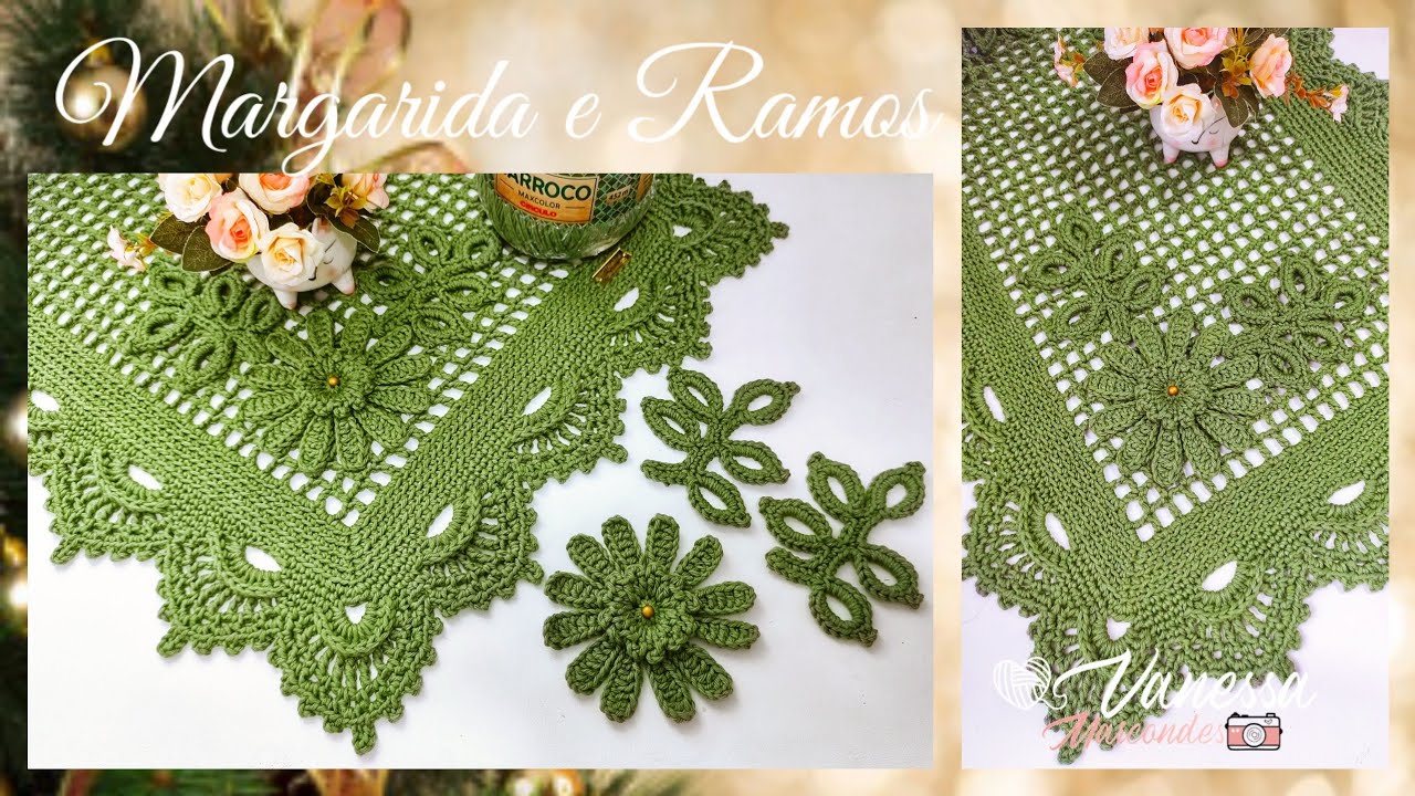 🌼🌿Margarida e Ramos em Crochê. Jogo de Banheiro Margarida Por @Vanessa Marcondes