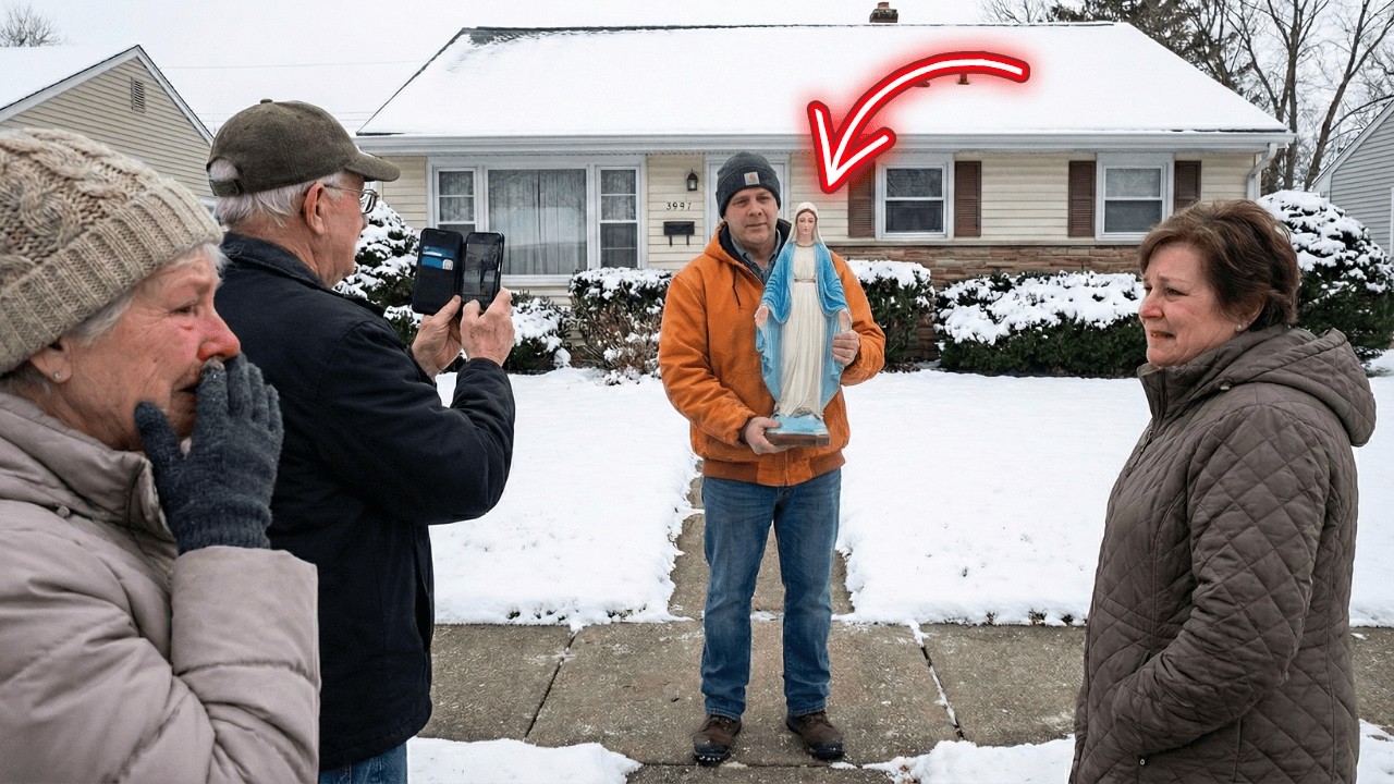 Man Finds Statue of Virgin Mary Buried in the Snow.... What He Discovered Moved the Neighbors
