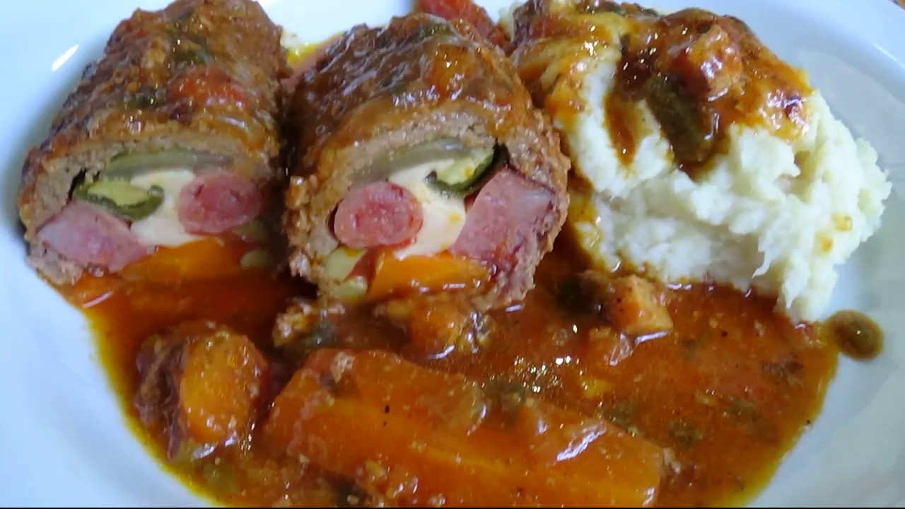 BIFE A ROLÊ + PURÊ DE BATATA DOCE !