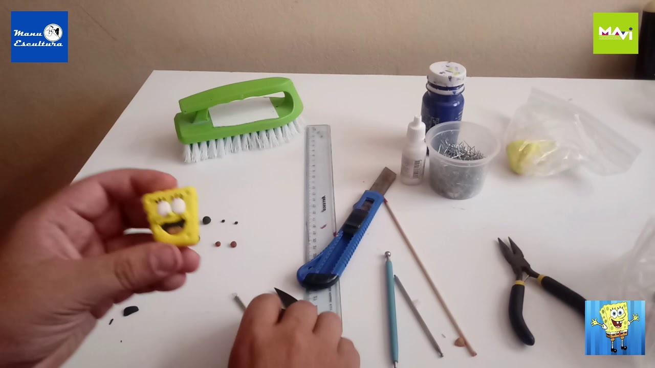 HACIENDO A BOB ESPONJA EN PORCELANA FRIA - HANDMADE - CLAY